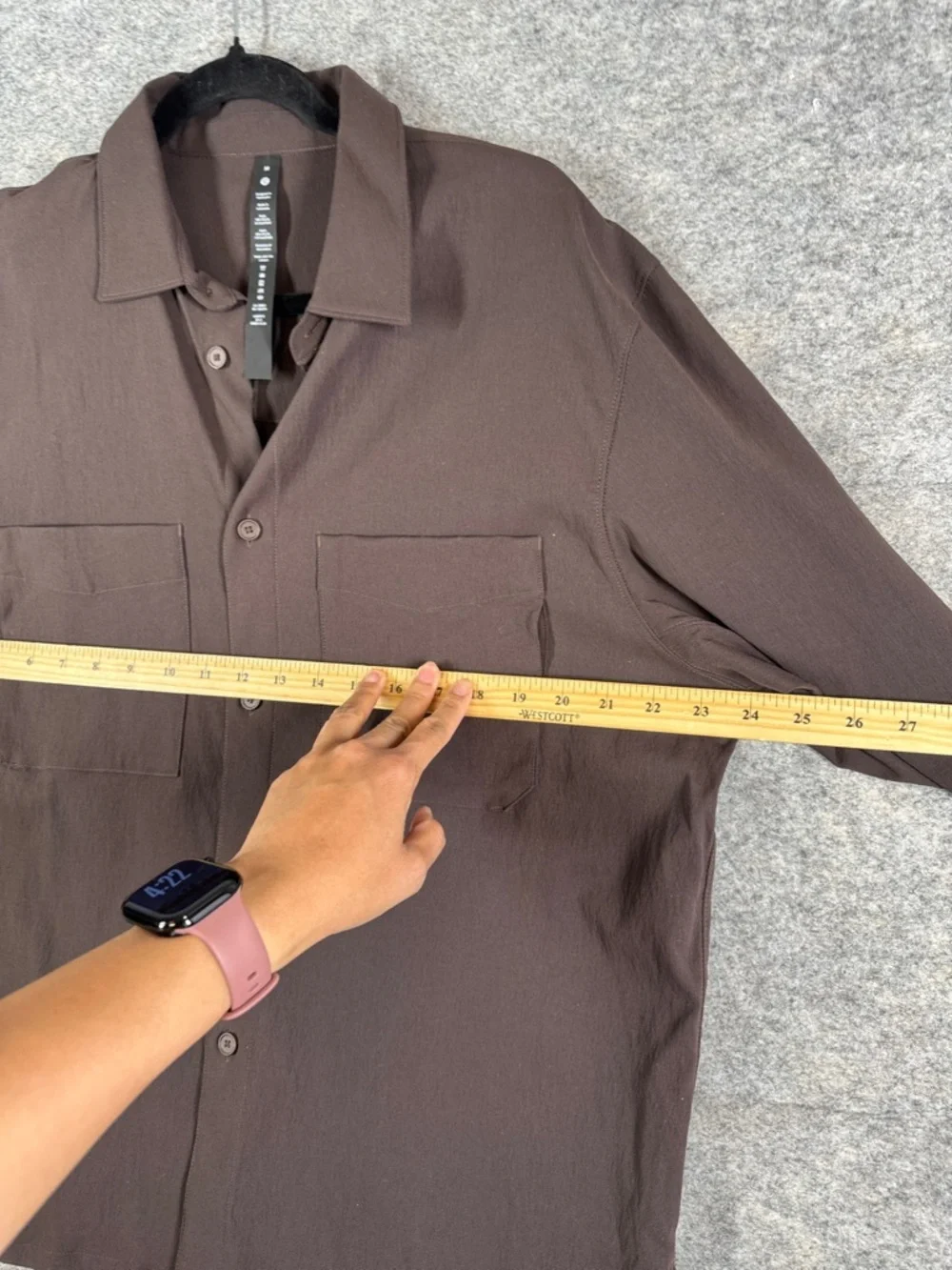 Lululemon Athletica Commission Brown Long Sleeve Button Shirt Size M Stretch - Picture 10 of 13